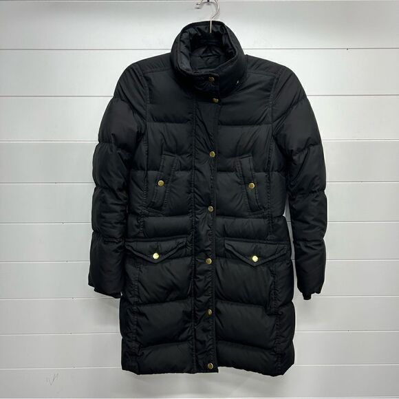 J. Crew black long puffer jacket, xs - Picture 2 of 8